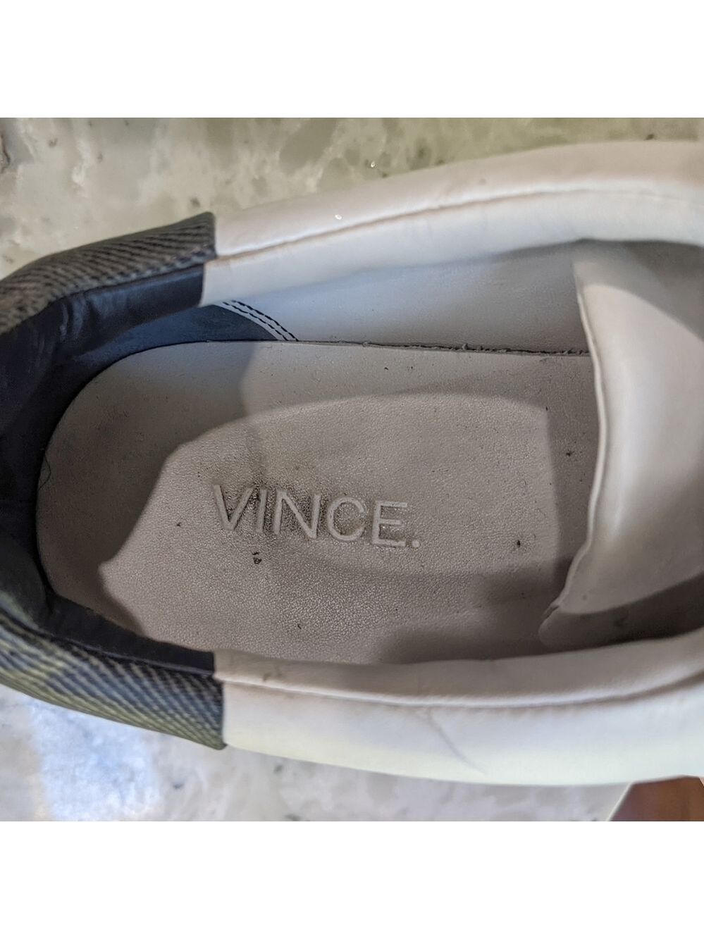 Vince Leather Mixed Media Low Top Sneakers Shoes - Picture 6 of 8